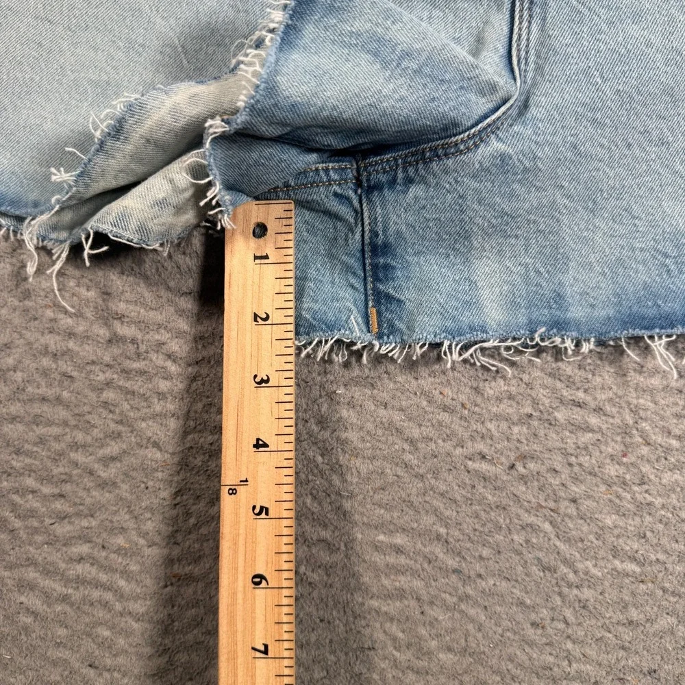 Good American Shorts Women's 24 Blue Cotton Denim Cut-Off 90s Raw Hem‎ Stretch